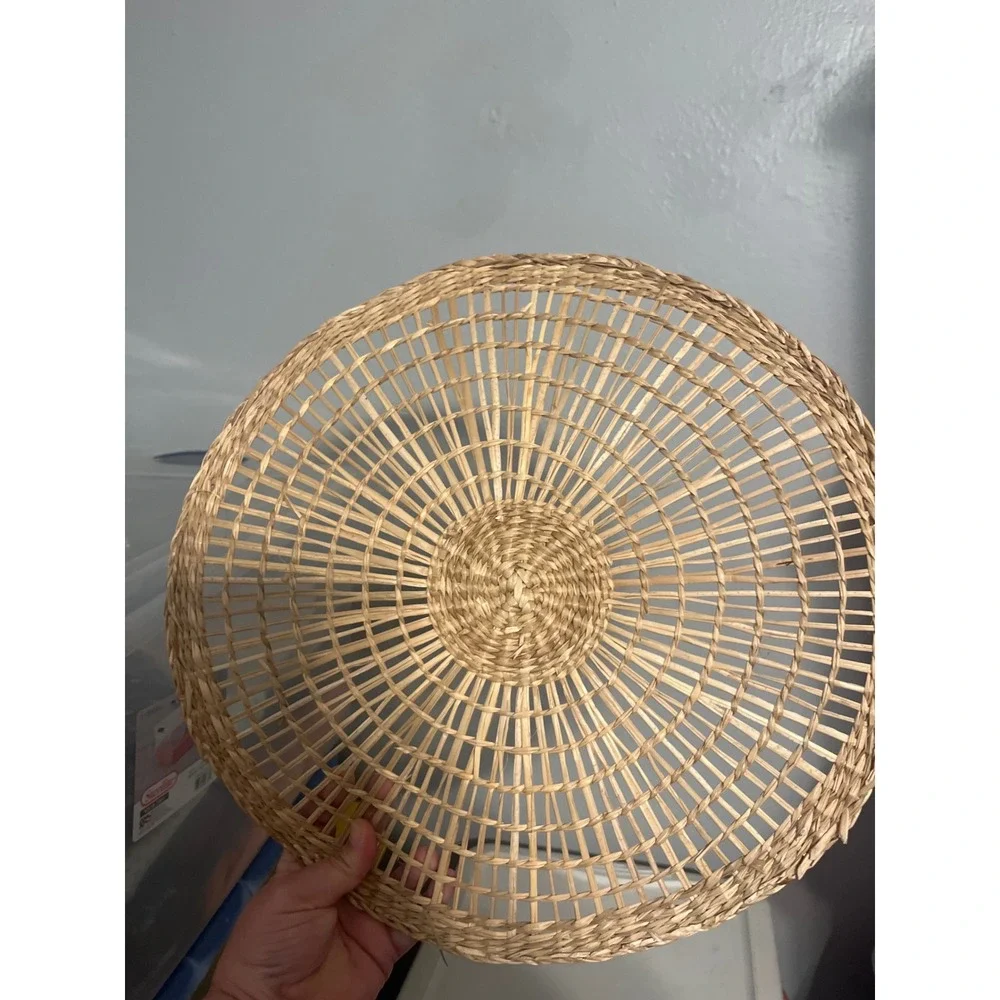 Set of 5 Round Woven Seagrass Placemats Natural Tan Boho Coastal Dining‎ 15 inch